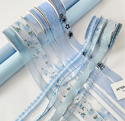 Un buon prezzo. Nastro per confezioni di bouquet di fiori della serie Man-Made Blue Ocean Dream Seeking, materiale per decorazioni floreali, lotto fai-da-te fatto a mano in linea
