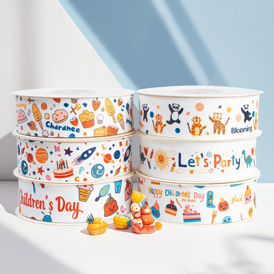 Nastri Fai da Te ad Alta Tenacità per la Festa dei Bambini, Torta di Compleanno, Nastro Cartoon, Nastri per Regali, Decorazione con Gesti della Mano