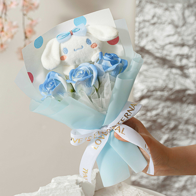 Un buon prezzo. Sanrio Kuromi Sapone portatile rosa Bouquet Bambola Bambola Fiore artificiale in linea
