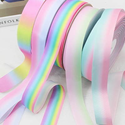 Un buon prezzo. Nastro a coste arcobaleno sfumato per stampa a trasferimento termico, fai da te, fiocco, fascia per capelli, confezione regalo, materiale ausiliario, nastro per accessori per capelli in linea