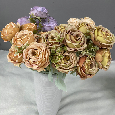 Un buon prezzo. Requisiti per il matrimonio in rosa dorata con 9 teste, decorazione murale a fiori, decorazione del soggiorno, guida stradale, arrangiamento floreale, bouquet di rose simulato in linea
