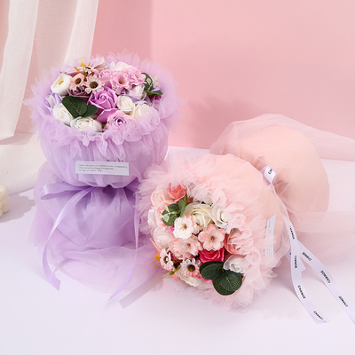 Un buon prezzo. Nuovo bouquet di sapone a mano in garza a rete, stile misto, fresco e pulito, bouquet di fiori eterni per la tua ragazza e la tua migliore amica in linea