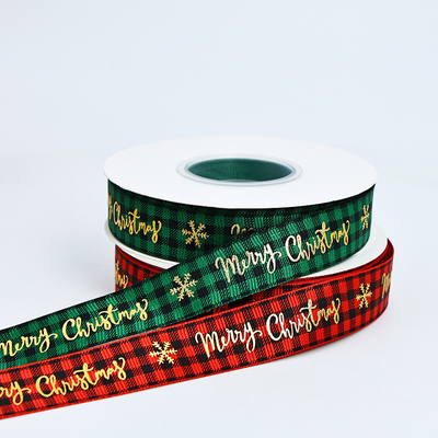 Nastro a scacchi natalizio con stampa a caldo da 2,5 cm x 25 m, perfetto per la decorazione di confezioni regalo