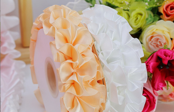 5cm/5m perle ripiegate bianche Bouquet confezionamento nastro negozio di fiori e tessuto dentella bordo
