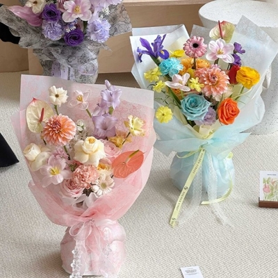 Carta di avvolgimento matta per fiori Phalaenopsis per la festa della mamma, carta di avvolgimento per bouquet impermeabile stampata, materiali per l'arte floreale impermeabile, negozio di fiori