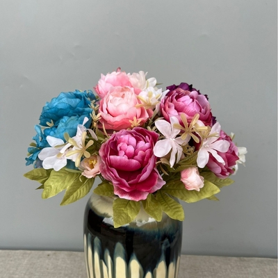 Simulazione di profumo celeste Bouquet di peonia fiori falsi Fragranze di pesca profumo di plastica rosa di nozze Arredamento di fiori per la casa Decorazione del soggiorno