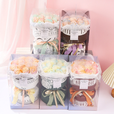 Un buon prezzo. Romantico bouquet di fiori di sapone di rose profumate, Festival Qixi, San Valentino, regalo di compleanno, bouquet di fiori di sapone per la Giornata delle Donne transfrontaliera in linea