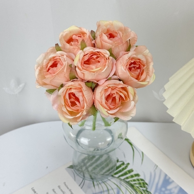 Fiori artificiali a forma di rosa con vasi, bouquet a mano, foto di San Valentino e decorazioni per i regali di compleanno.