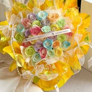 Un buon prezzo. Carta da imballaggio floreale impermeabile in vetro cristallo colorato caramella per feste 57*57cm in linea