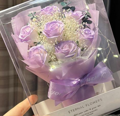 Un buon prezzo. Mini Bouquet di fiori San Valentino Ghiaccio Blu Rosa Sapone Bouquet di fiori pieni di stelle Fiori secchi per la ragazza Donna regalo in linea