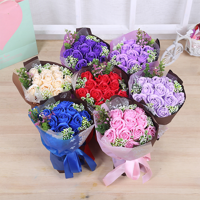 Un buon prezzo. Grosso regalo San Valentino Sapone artificiale Bouquet di fiori rosa per regalo di nozze in linea