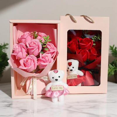Un buon prezzo. Bouquet di fiori di sapone a forma di orso moderno fatto a mano 7 rose Regalo creativo per San Valentino Festa della mamma Festa degli insegnanti in linea