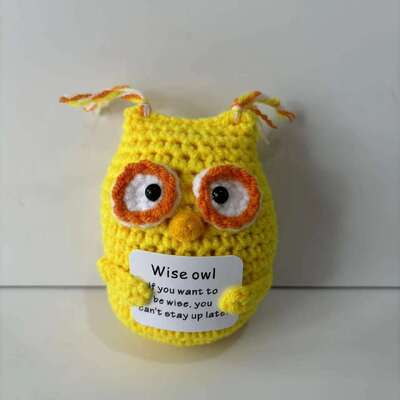Un buon prezzo. New Positive Potato Handmade Inspirational Crochet Knitted Doll Emotional Support Cute Knitted Positive Wise Owl in linea