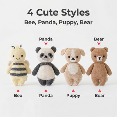 Un buon prezzo. Giocattoli per animali a maglia a mano - 4 stili carini Bee Panda Puppy Bear - Adorable Soft Crochet Plush per neonati in linea
