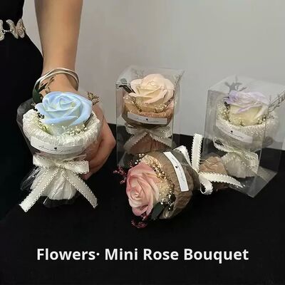 Un buon prezzo. Mini Sapone Fiore Bouquet Rosa Fiore Eterno Regalo Fiori Seccati Souvenir Miglior Amico Ornamento di compleanno Cina Scatola di plastica trasparente in linea