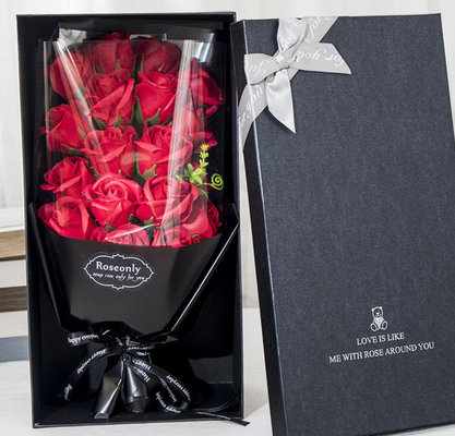 Un buon prezzo. Giorno di San Valentino Sapone Fiore Bouquet Reale Looking Preservato Rose Gift Box con luci a LED per lei in linea