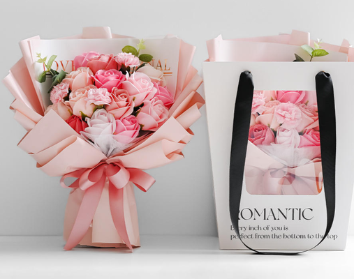 Un buon prezzo. Regalo di fiori artificiali con profumo di rosa Sapone fatto a mano per sempre Bouquet di rosa colorato Glitter Rose Sapone Bouquet Regalo in linea