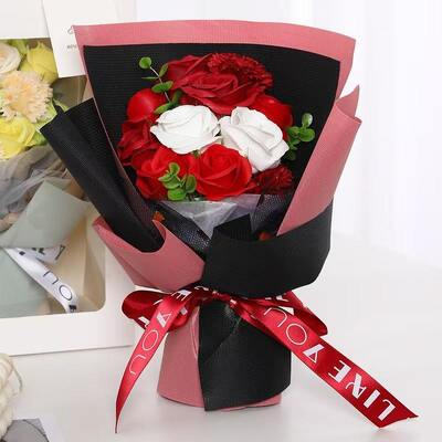Un buon prezzo. Ingrosso 11 teste rosa artificiale garofano sapone bouquet di fiori per il giorno della mamma e San Valentino regalo in linea