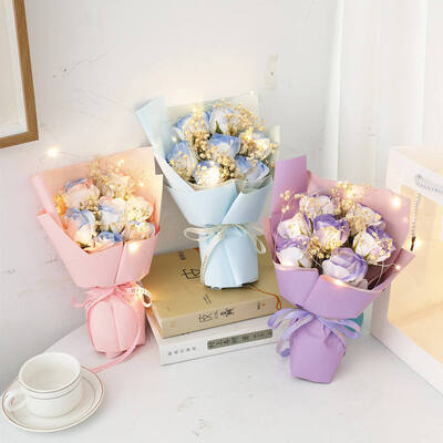 Un buon prezzo. Giornata della donna Creativo Stellato Gipsophila Rosa Sapone Fiore Bouquet 20cm Multicolore avvolto Mini regalo floreale per regali multi-festival in linea