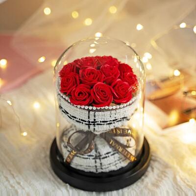 Un buon prezzo. San Valentino Giornata della Madre Rosa Sapone Fiore Regalo in Cupola di Vetro 32*17cm Evermore Articoli d'arte artigianali Presente in linea