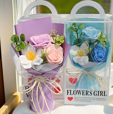 Un buon prezzo. Luxury rosso/rosa/viola Sapone artificiale Fiore Bouquet Chiaro Scatola regalo Di lunga durata Romantico regalo di San Valentino per lei in linea