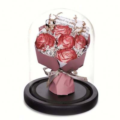 Un buon prezzo. Cupola di vetro Buco di fiori di sapone conservato con colore chiaro personalizzato Decorazione interna Regalo romantico per San Valentino Ornamento di festa di compleanno in linea