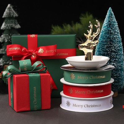 Un buon prezzo. nastro a 1 pollici Red Green bianco del raso di spostamento di regalo del nastro di Natale di 25mm in linea