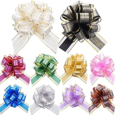 Buon prezzo Larghezza colorata 2.0cm dell'arco del nastro dell'involucro di regalo del poliestere multi 5.0cm in linea